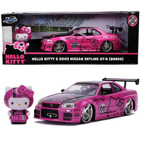 Hello Kitty 1:24 Nissan Skyline GT-R R34 Die-cast Car with 2.75" Hello Kitty Figure Pink Toy, 2021