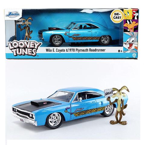 Looney Tunes 1:24 1970 Plymouth Roadrunner Die-cast Car and 2.75"" Wile E. Coyote Figure, 2021