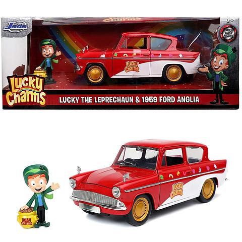 Lucky Charms 1:24 1959 Ford Anglia Die-cast Car and 2.75" Lucky The Leprechaun Figure,