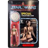 KENNER INSPIRED FAN ART : Star Wars Custom Vintage Style Princess Leia (Slave Outfit) POTF Exclusive 3.75" Carded  Figure by Stan Solo 2022 in Acrylic Case